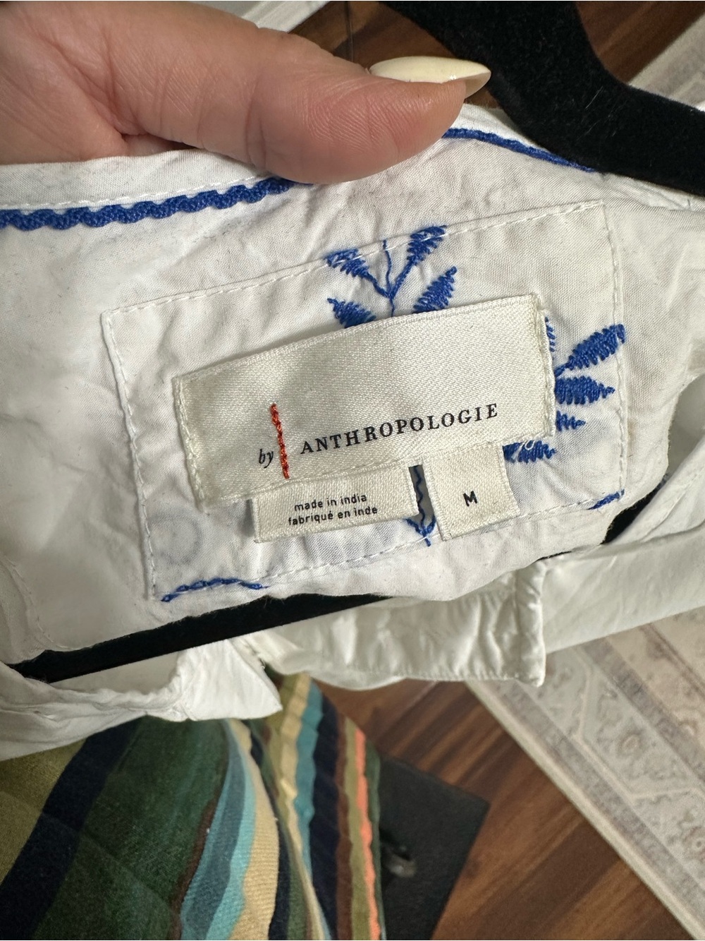 Anthropologie The Somerset by Maeve White Maxi Dress with Blue Embroidery - Picture 10 of 10